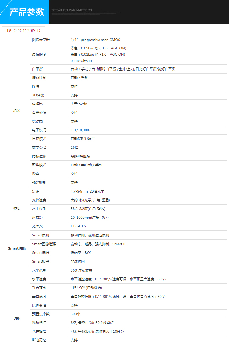  400W室外球机|海康网络球机|监控球机|DS-2DC4120IY-D