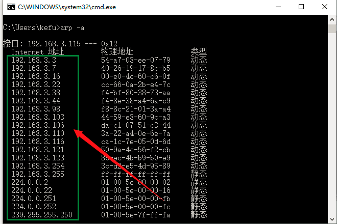 查询局域网内在线弱电设备IP地址的方法